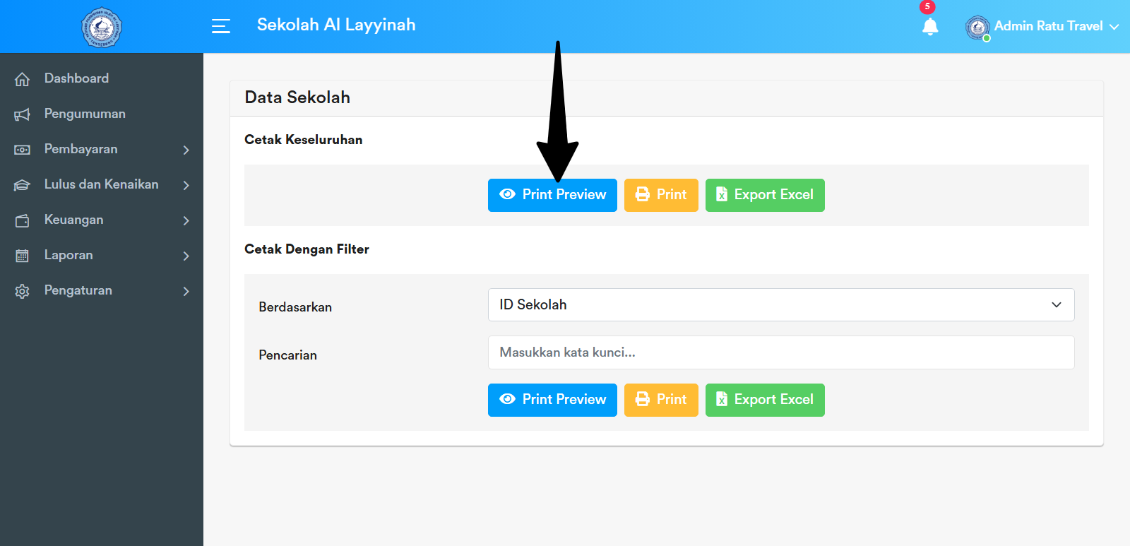 Tombol Print Preview